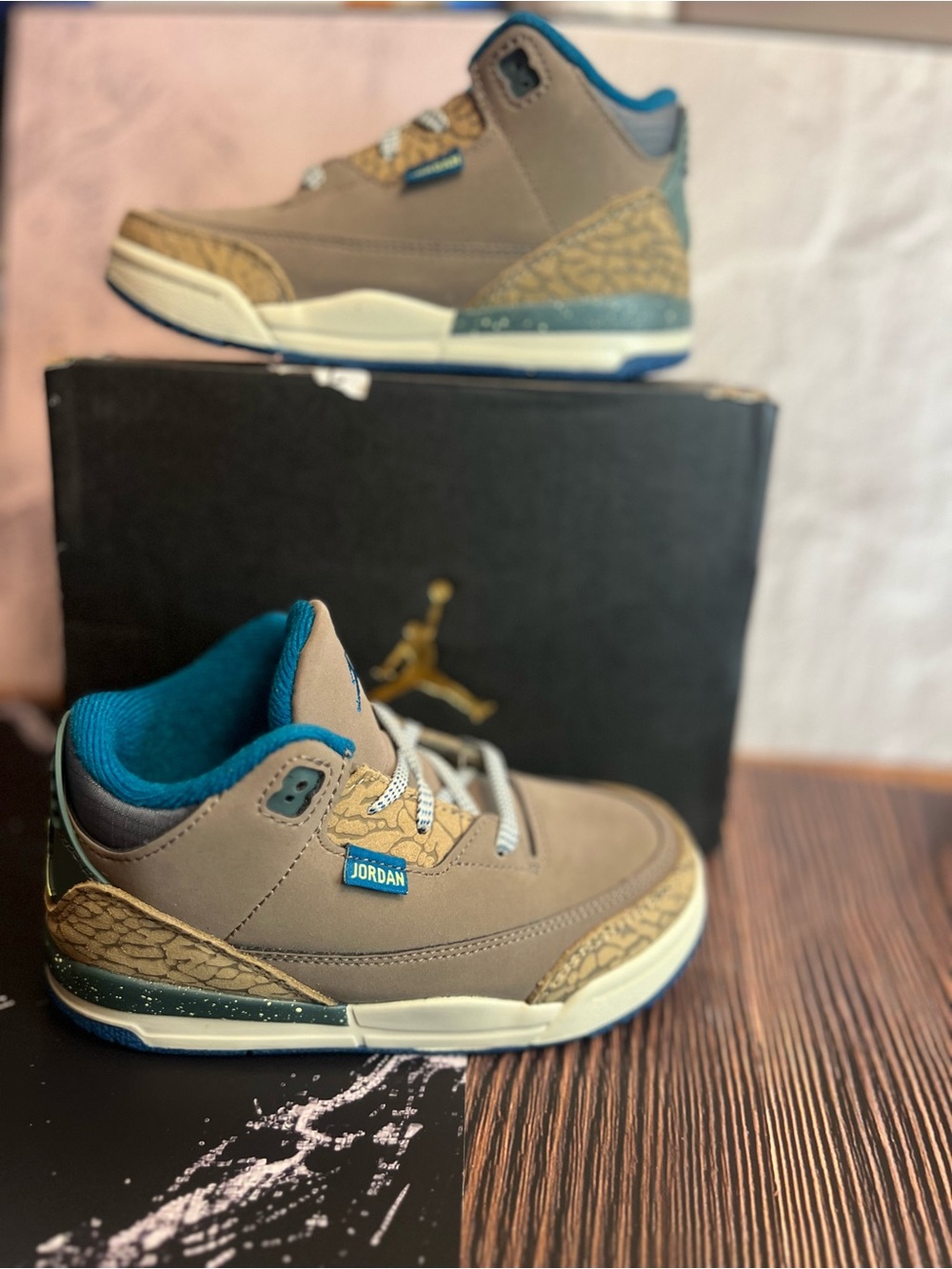 Jordan Kids Brown & Teal Retro-Style Sneakers
